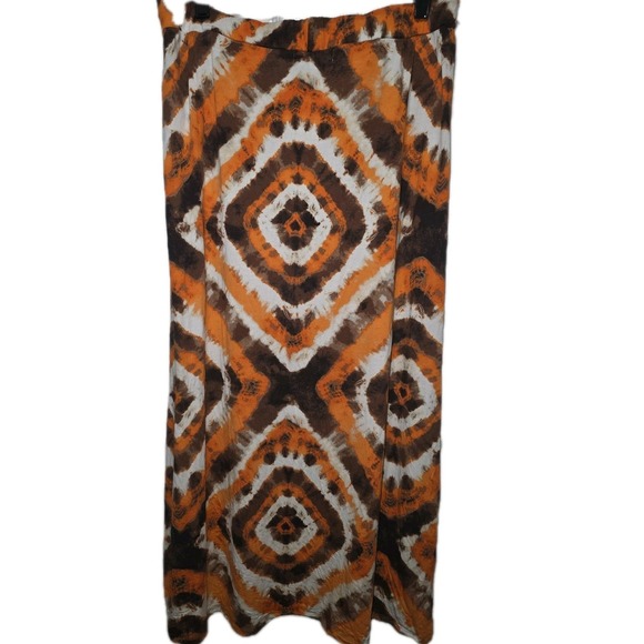🧡🤎 Michael Kors Women's Tie-Dye Argyle Maxi Skirt Sz XL – Boho Chic Drawstring - Picture 2 of 3